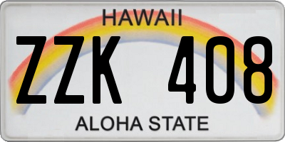 HI license plate ZZK408