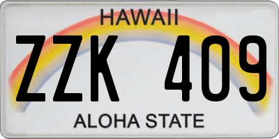 HI license plate ZZK409