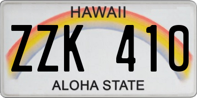 HI license plate ZZK410