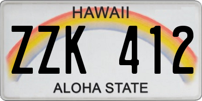 HI license plate ZZK412