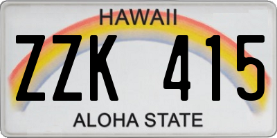 HI license plate ZZK415