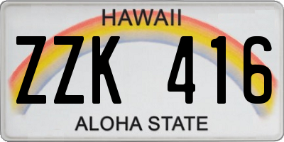 HI license plate ZZK416