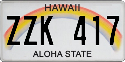 HI license plate ZZK417