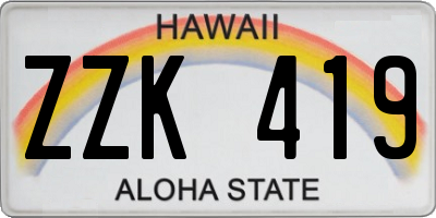 HI license plate ZZK419