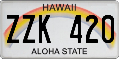 HI license plate ZZK420