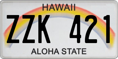 HI license plate ZZK421