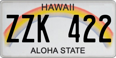 HI license plate ZZK422