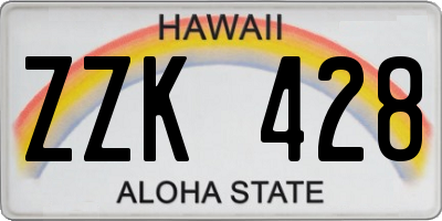 HI license plate ZZK428