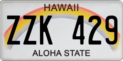 HI license plate ZZK429