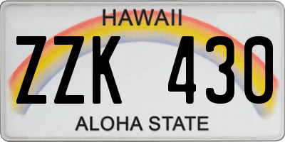 HI license plate ZZK430