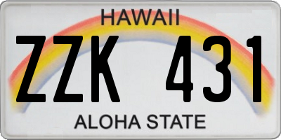 HI license plate ZZK431