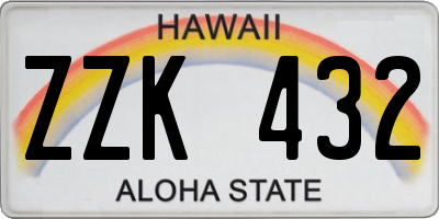 HI license plate ZZK432