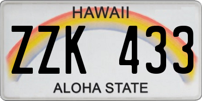 HI license plate ZZK433