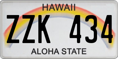 HI license plate ZZK434