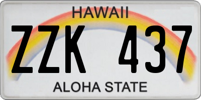 HI license plate ZZK437