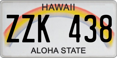 HI license plate ZZK438