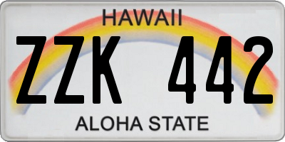 HI license plate ZZK442