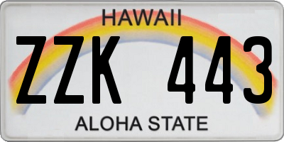 HI license plate ZZK443