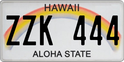 HI license plate ZZK444