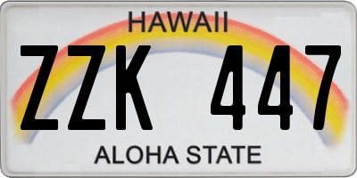 HI license plate ZZK447