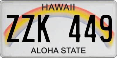 HI license plate ZZK449