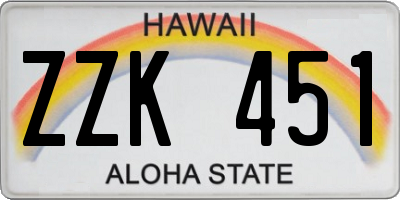 HI license plate ZZK451