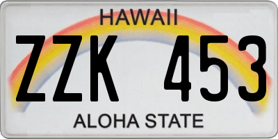 HI license plate ZZK453