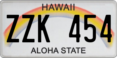 HI license plate ZZK454