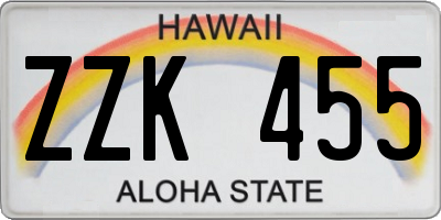 HI license plate ZZK455