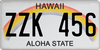 HI license plate ZZK456