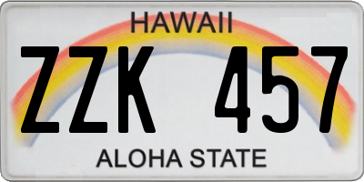 HI license plate ZZK457