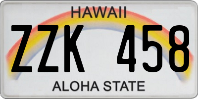 HI license plate ZZK458