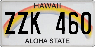 HI license plate ZZK460