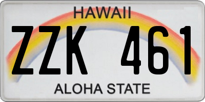 HI license plate ZZK461