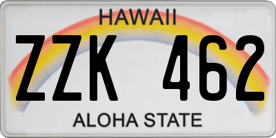 HI license plate ZZK462