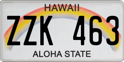 HI license plate ZZK463