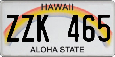 HI license plate ZZK465