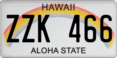 HI license plate ZZK466