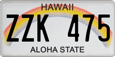 HI license plate ZZK475