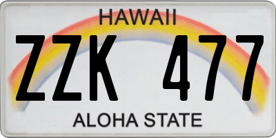 HI license plate ZZK477