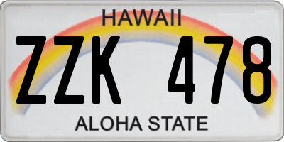 HI license plate ZZK478