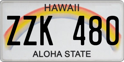 HI license plate ZZK480