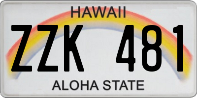 HI license plate ZZK481