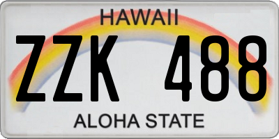 HI license plate ZZK488