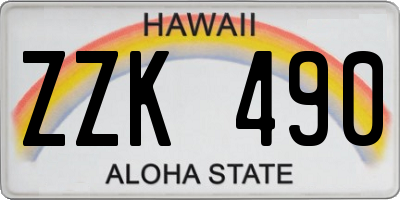 HI license plate ZZK490