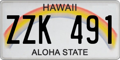 HI license plate ZZK491