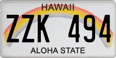 HI license plate ZZK494