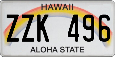 HI license plate ZZK496