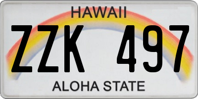 HI license plate ZZK497