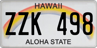 HI license plate ZZK498